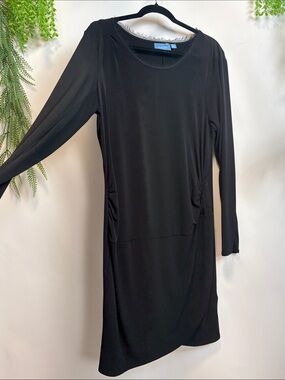 Simply Vera Vera Wang Black Long-Sleeve Ruched Side Dress